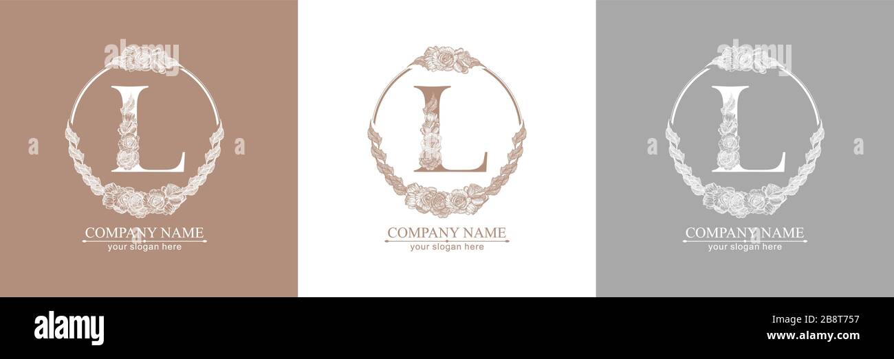 Lettre L logo ou monogramme. Pour votre entreprise. Signe vectoriel. Style floral, belles roses. Logo personnel. Illustration de Vecteur
