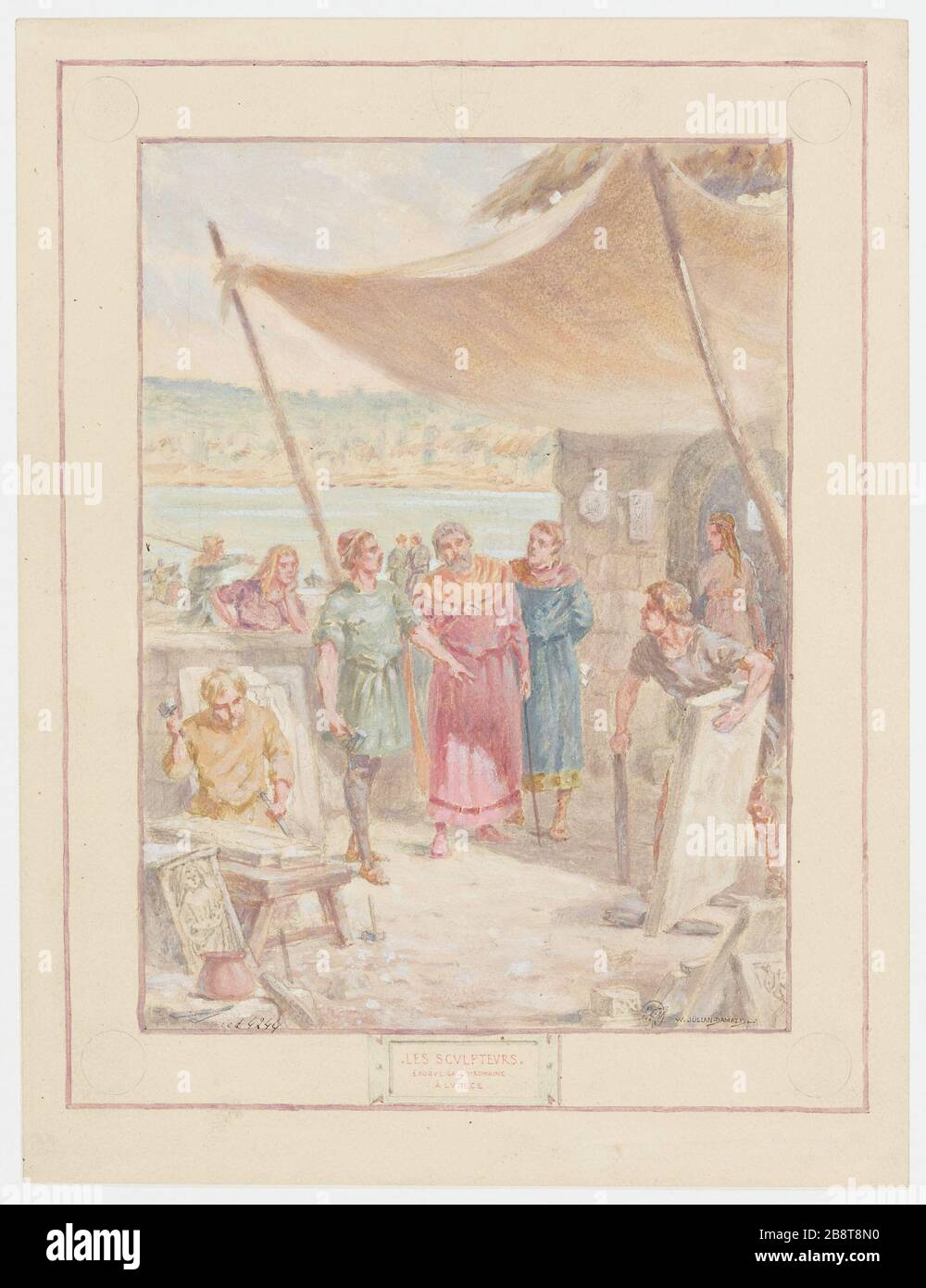 Sculpteurs à Lutetia à l'époque gallo-romaine : le projet de décoration de l'Orangerie (lapidaire) Musée Carnavalet (titre factice) Banque D'Images