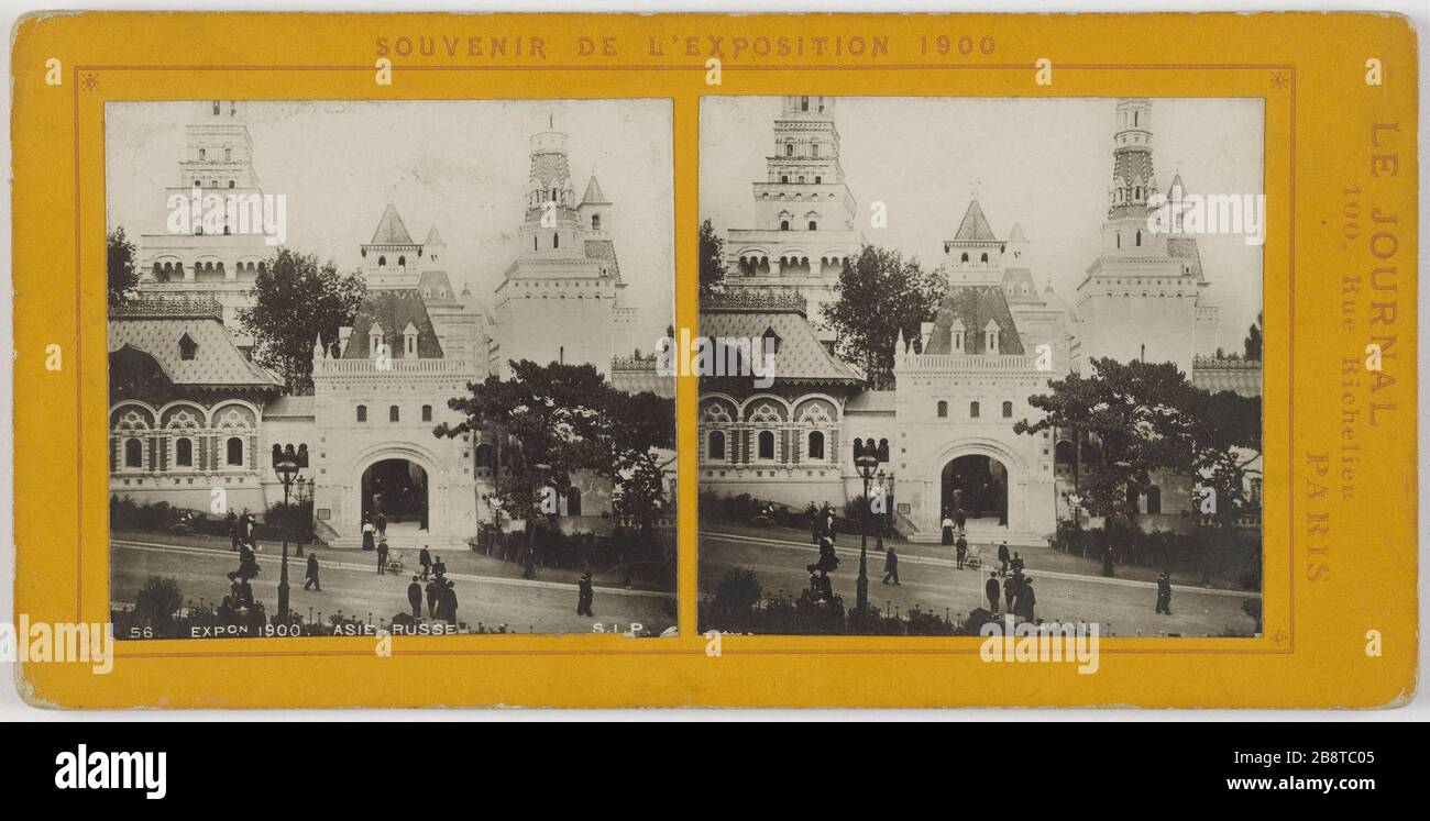 56. EXPOON 1900. ASIE RUSSIE. Exposition universelle de 1900. Le Palais de l'Asie, de la Russie et de la Sibérie, Trocadéro, 16ème arrondissement, Paris. Exposition universelle de 1900. Le palais de l'Asie, de la Russie et de la Sibérie, Trocadéro, Paris (XVIème arr.). Société industrielle de Photographie ou S.I.P. Rage sur papier au gélatino bromore d'argent contenu sur carton jaunisse. Paris, musée Carnavalet. Banque D'Images