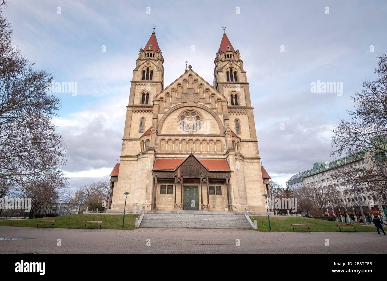 Église Saint François d'Assise à Vienne, Autriche, également connue sous le nom d'Église jubilée de l'empereur ou de l'église mexicaine sur la Mexikoplatz Banque D'Images