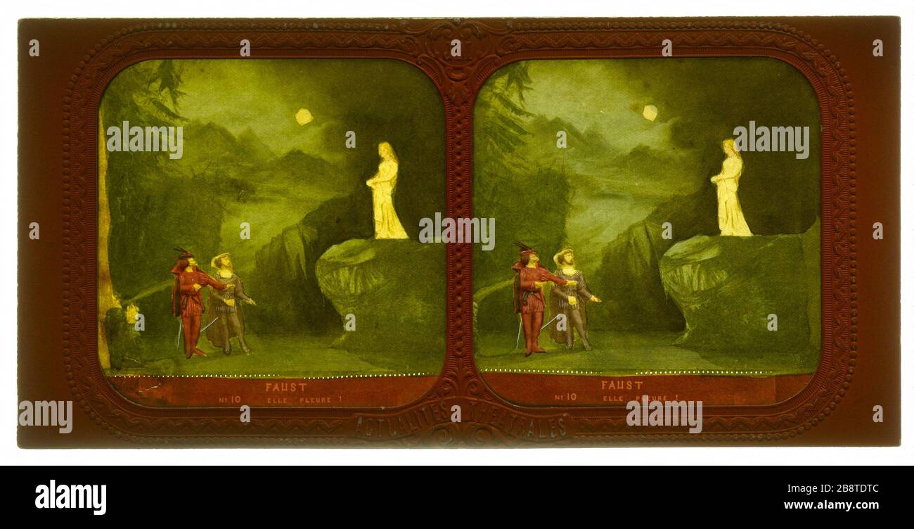 La Juive. Faust / No 10 elle crie! 'La Juive'. Faust, n°10. 'Elle pleure !'. Photo de Jules Alexandre Marinier. Vue stéréoscopique transparent froide avec vue d'écran sur papier aluminé. Avant 1876. Paris, musée Carnavalet. Banque D'Images