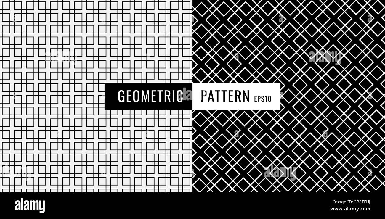 Arrière-plan abstrait de bordure carrée géométrique noir et blanc. Illustration vectorielle Illustration de Vecteur