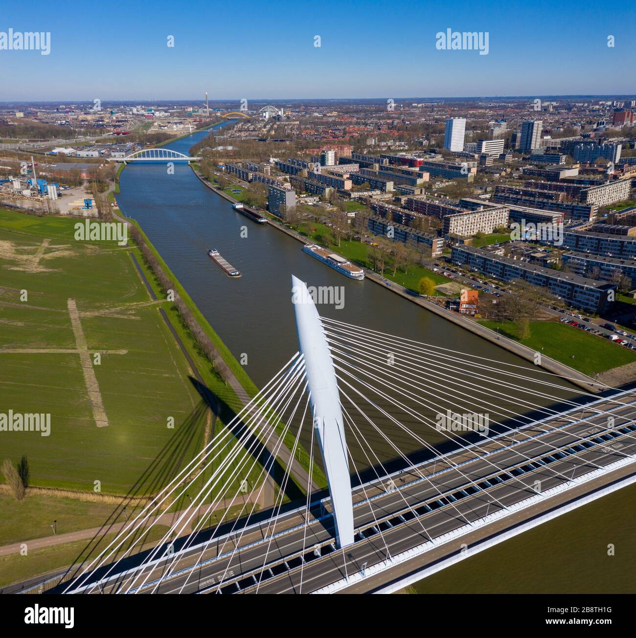 Pont du Prince Claus à Utrecht depuis l'air Banque D'Images