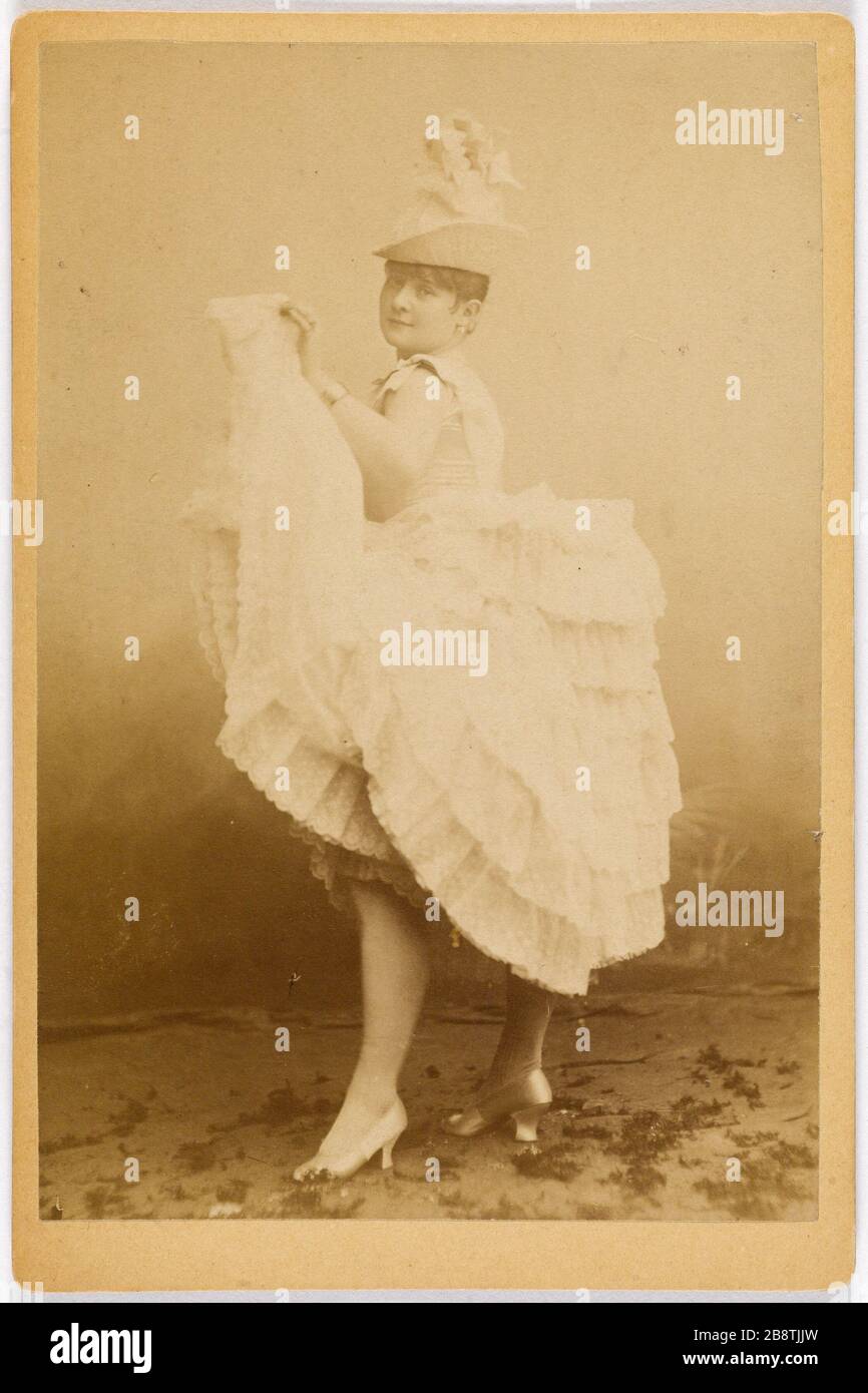 Portrait de la Goulue, danseuse Portrait de Louise Weber (1866-1929) dite la Goulue en danseuse de French cancan. Photographie anonyme dans un studio. Rage sur papier alluminé. Paris, musée Carnavalet. Banque D'Images