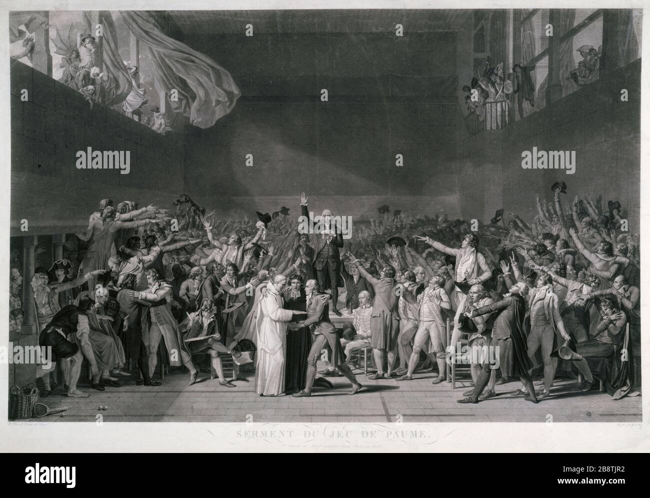 LE SERMENT DU COURT DE TENNIS Jazet d'après Jacques-Louis David. 'Le serment du jeu de aume'. Paris, musée Carnavalet. Banque D'Images