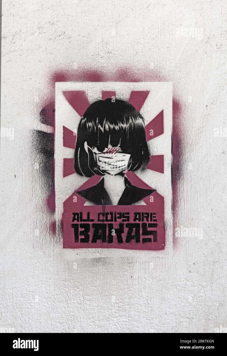 Graffitis des troubles politiques et des protestations à Santiago, au Chili Banque D'Images