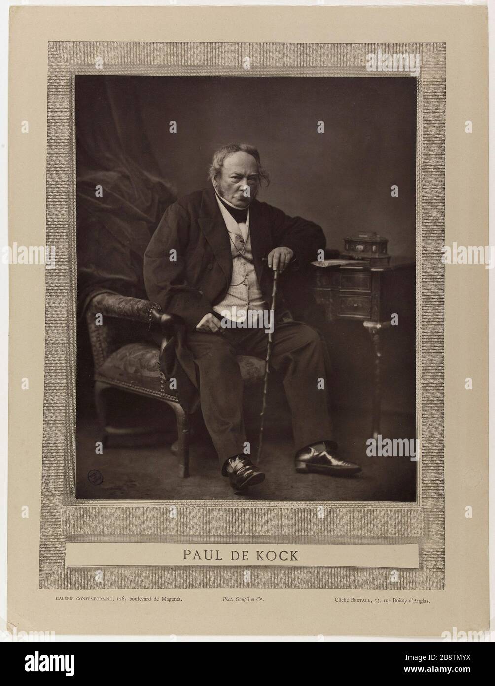 Portrait de Paul de Kock (1794-1871), romancier et dramaturge, série Galerie contemporaine. Portrait de Paul de Kock (1794-1871), romancier et auteur dramatique, de la série Galerie Contemporaine. Photo de Bertall (Charles Albert d'Arnoux, dit, 1820-1882). Photoglyptie. Avant 1871. Paris, musée Carnavalet. Banque D'Images