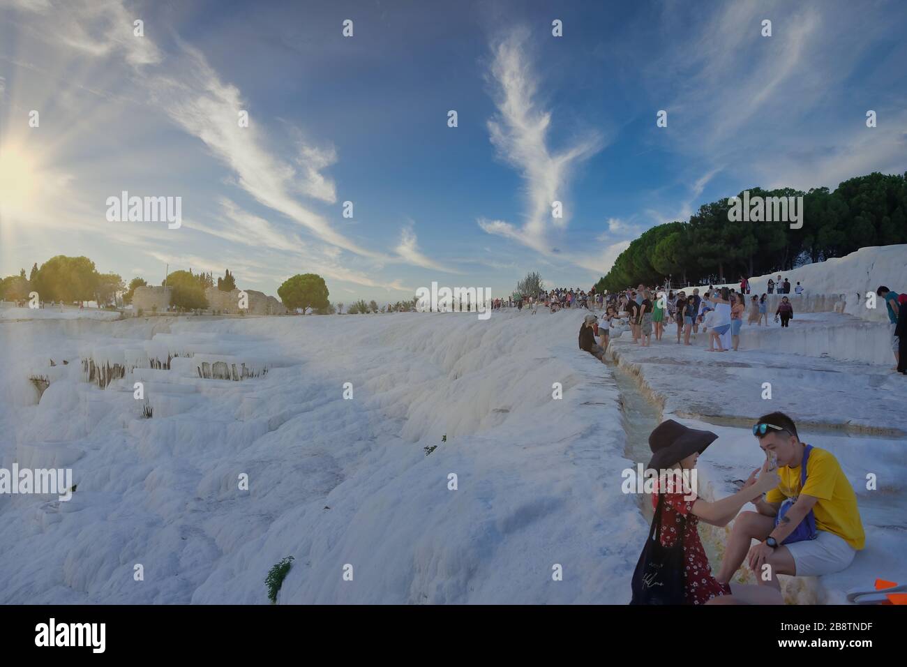 Pamukkale travertines à Denizli, Turquie. Banque D'Images