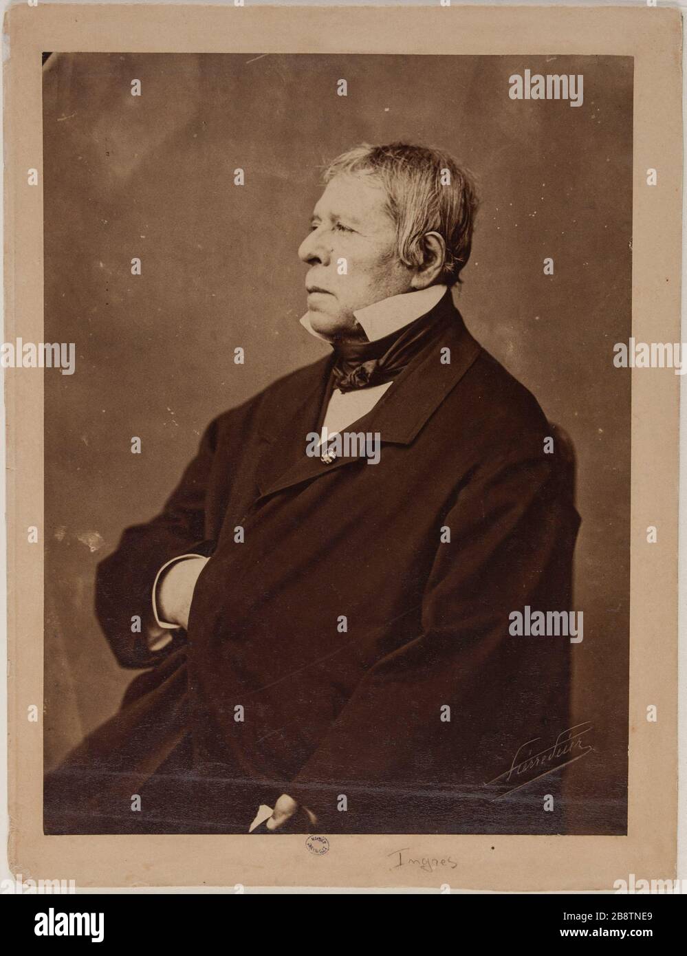 Portrait de Jean-Auguste-Dominique Ingres (1780-1867), peintre. Portrait de Jean-Auguste-Dominique Ingres (1780-1867), Peintre. Photo de Pierre petit (Pierre Lanith petit, dit). Rage sur papier alluminé. 1850-1867. Paris, musée Carnavalet. Banque D'Images