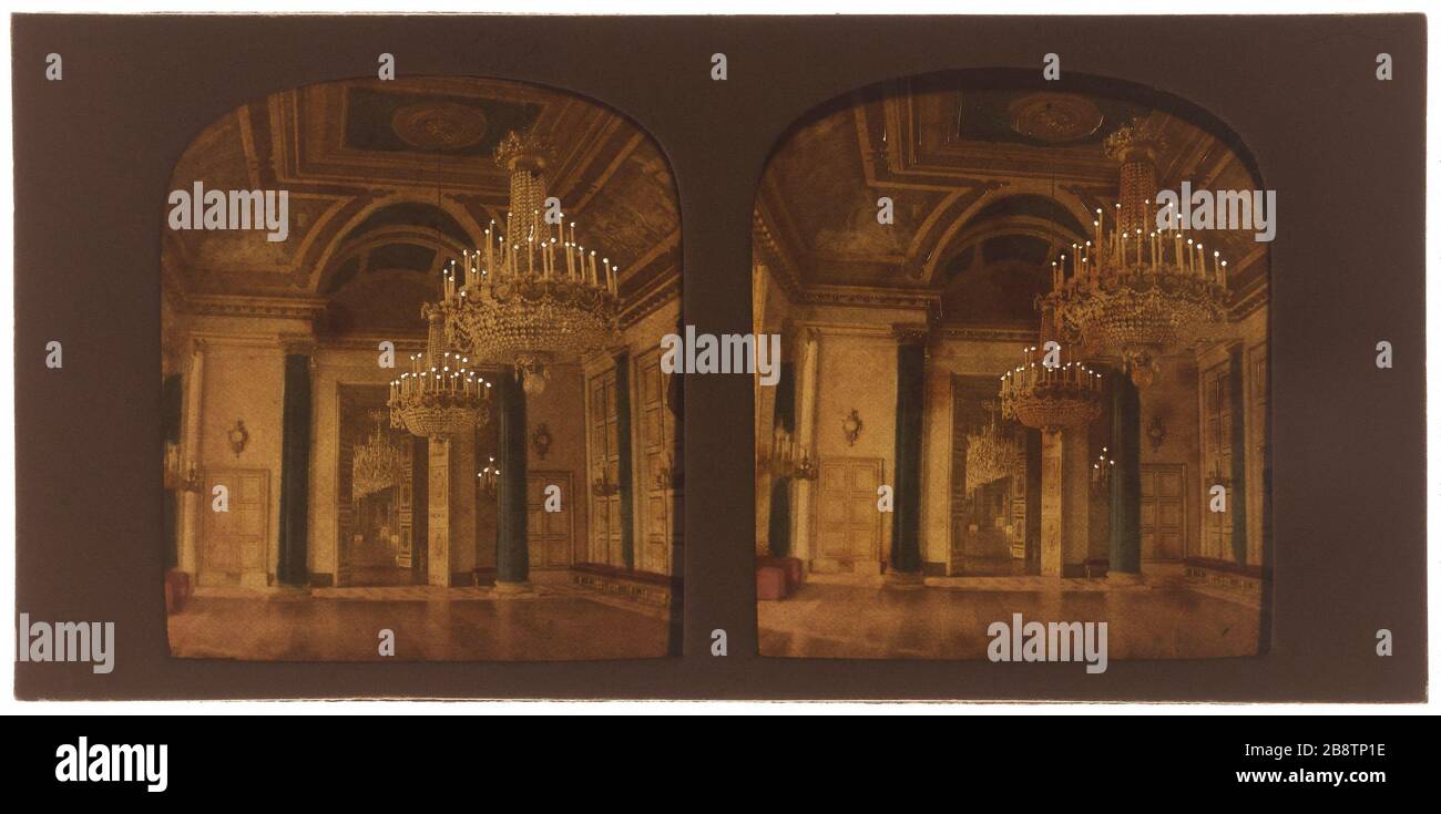 23 Guardroom / (Tuileries). Entrée à la salle de garde du Palais des Tuileries, 1ère arrondissement, Paris. Palais des Tuileries. Entrée de la salle des gardes. Paris (Ier arr.). Photo de Pierre Eleonor Ernest Lamy (1828-1891). Vue stéréoscopique transparent froide sur papier blanc. Paris, musée Carnavalet. Banque D'Images