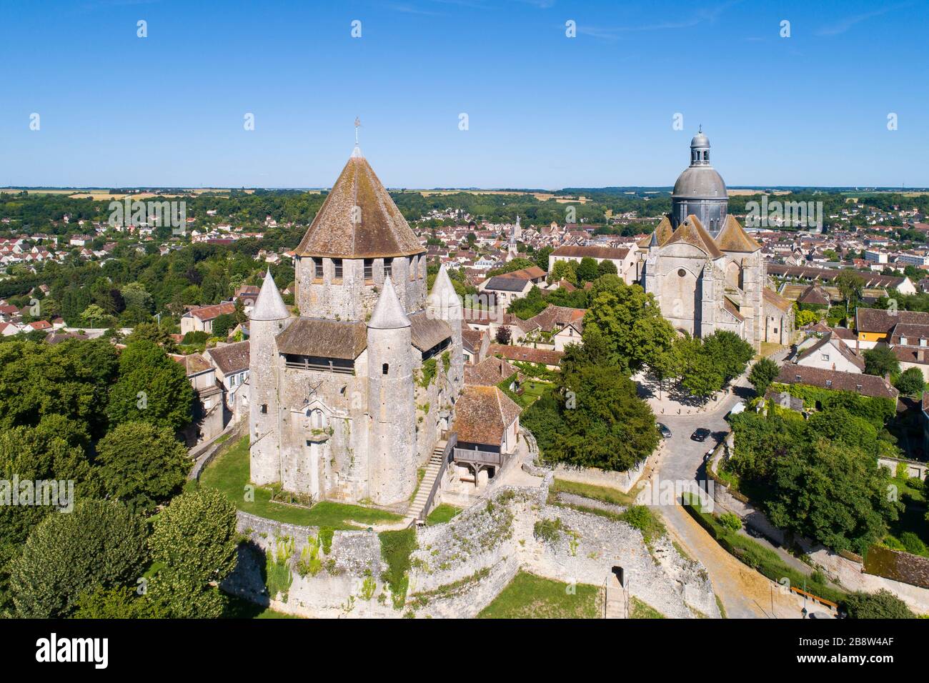 Vue aérienne de Provins, village médiéval classé au patrimoine mondial par l'unesco Banque D'Images