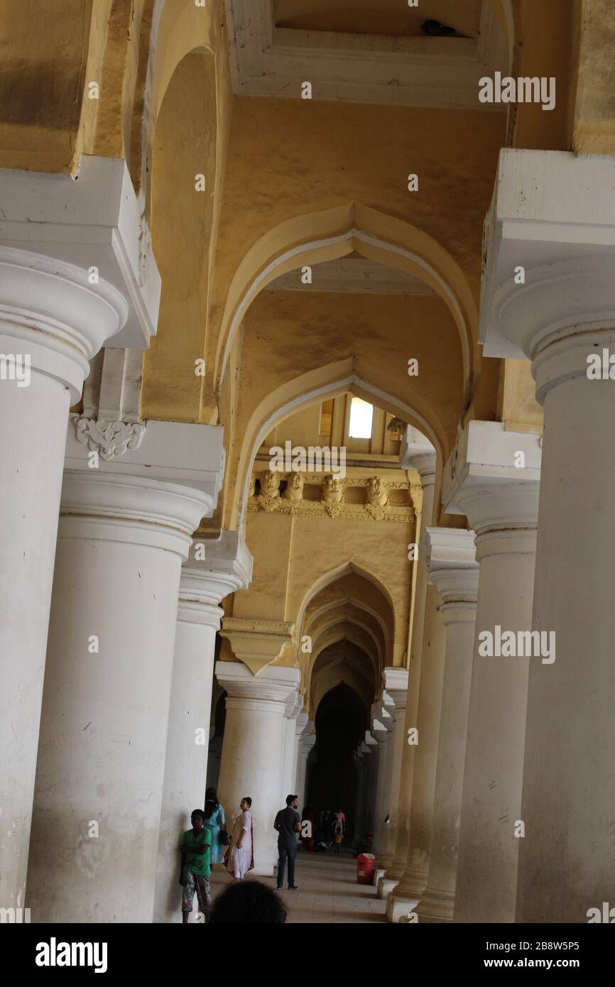 Palais Thirumalai Nayak est un palais du xviie siècle érigé en 1636 Annonce par le roi Tirumala Nayaka, un roi de la dynastie de Madurai Nayaka qui gouverna Madurai. Banque D'Images