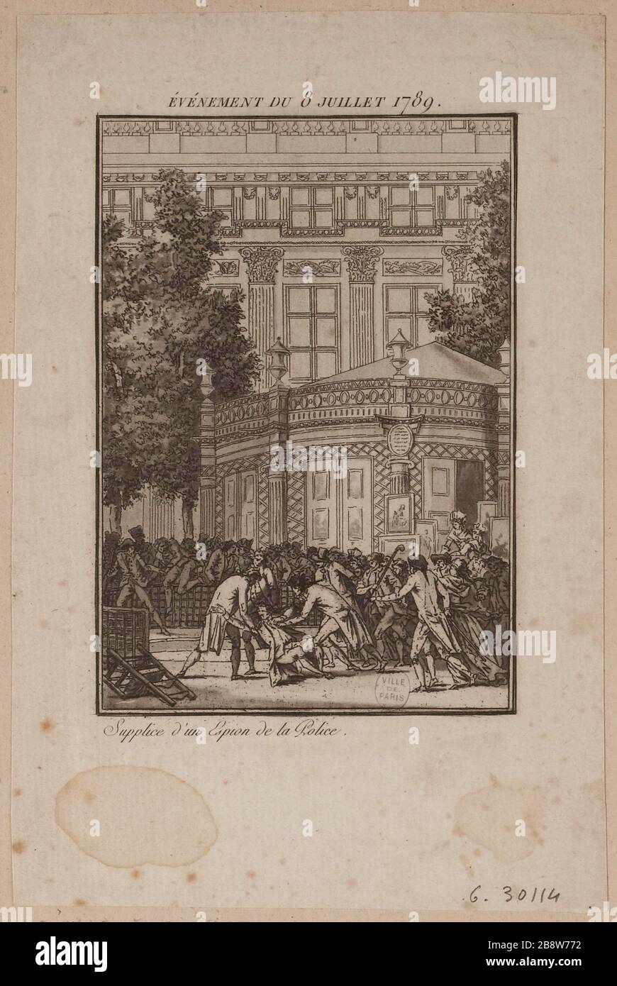 Événement le 8 juillet 1789. Tourment d'une espion de police. Banque D'Images