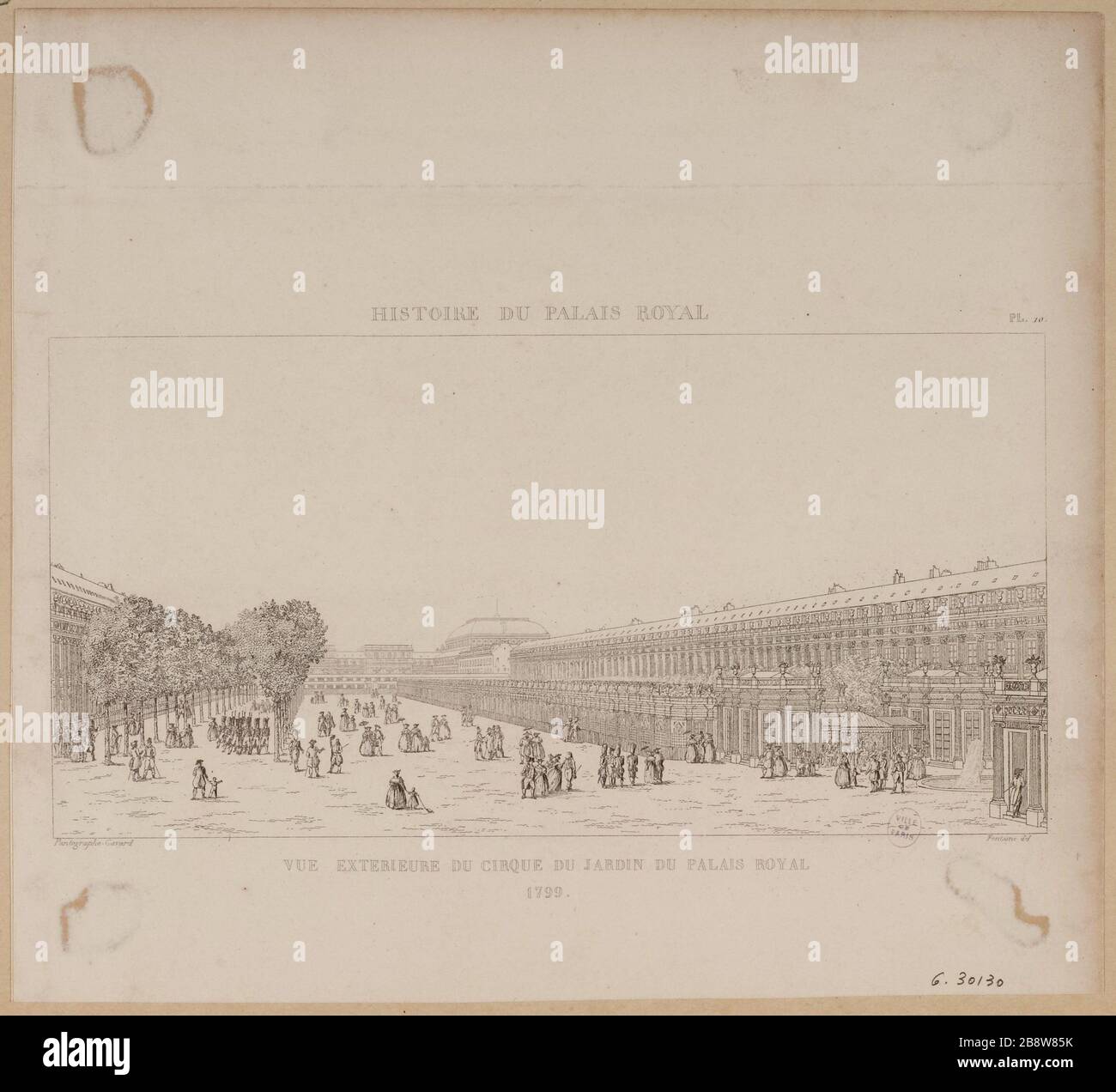 Vue extérieure du cirque jardin du Palais Royal / 1799 (Histoire du Palais Royal, pl.10) Banque D'Images
