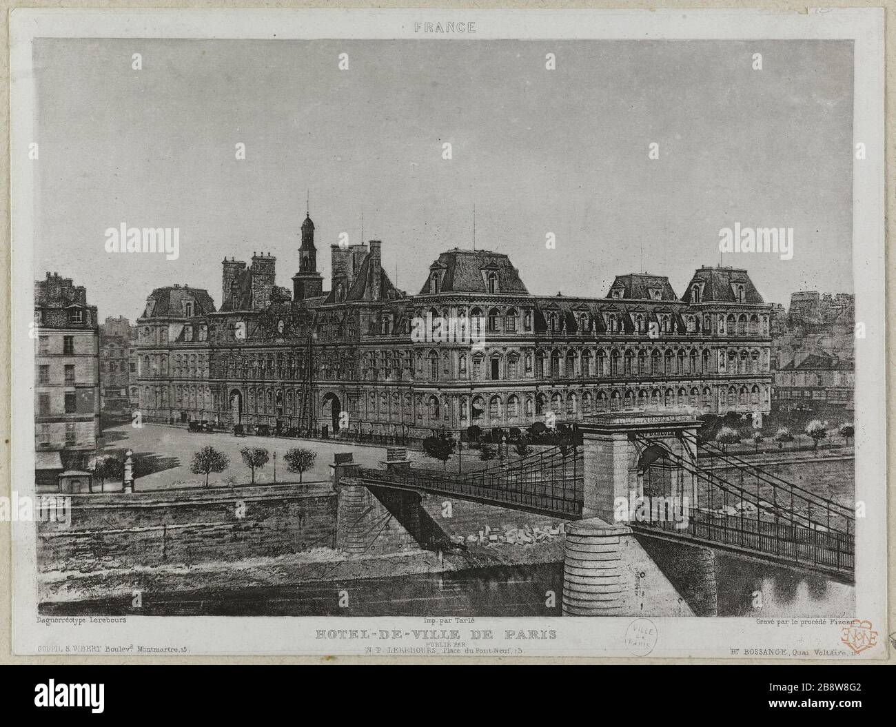 Hôtel de ville sous Louis Philippe. Hôtel de ville de Paris 'Hôtel de Ville sous Louis Philippe. Hôtel de Ville de Paris. Photo de Louis Armand Hippolyte Fizeau (1819-1896) d'après un daguerréotype de Noël Paymal Lerebours (1807-1873). Procédé photo-clinique (estampe). Paris, musée Carnavalet. Banque D'Images
