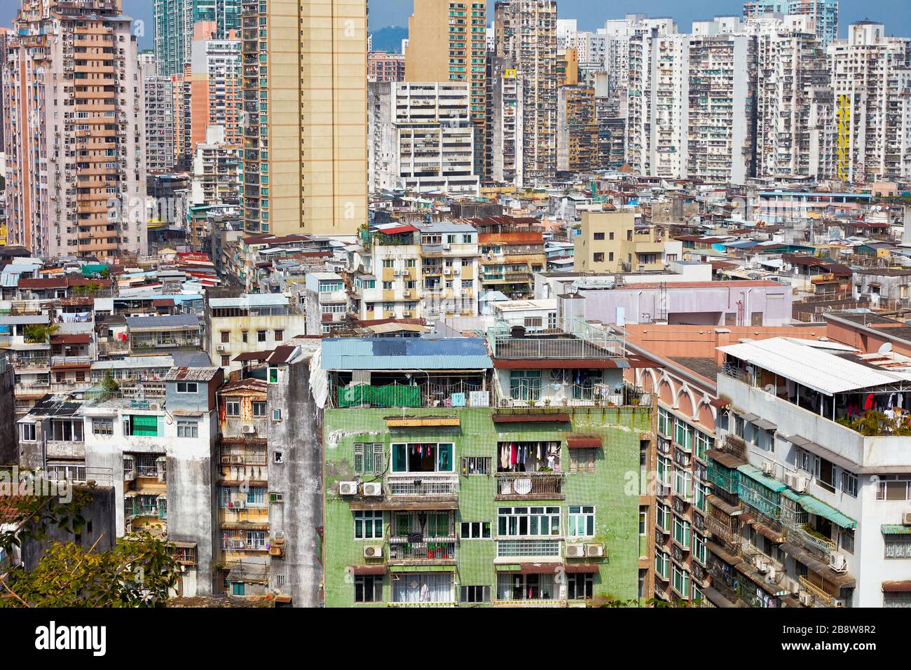 Bâtiments résidentiels près de la forteresse du Mont. Macao, Chine. Banque D'Images