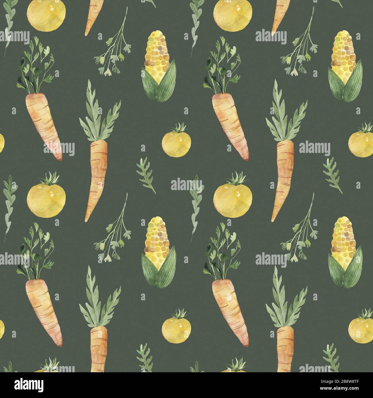 Motif sans couture avec légumes dans un style aquarelle. Ingrédient, dessin, courgettes, éco, tiré, produit, végétalien, pomme de terre, cru, isolé, aubergine Banque D'Images