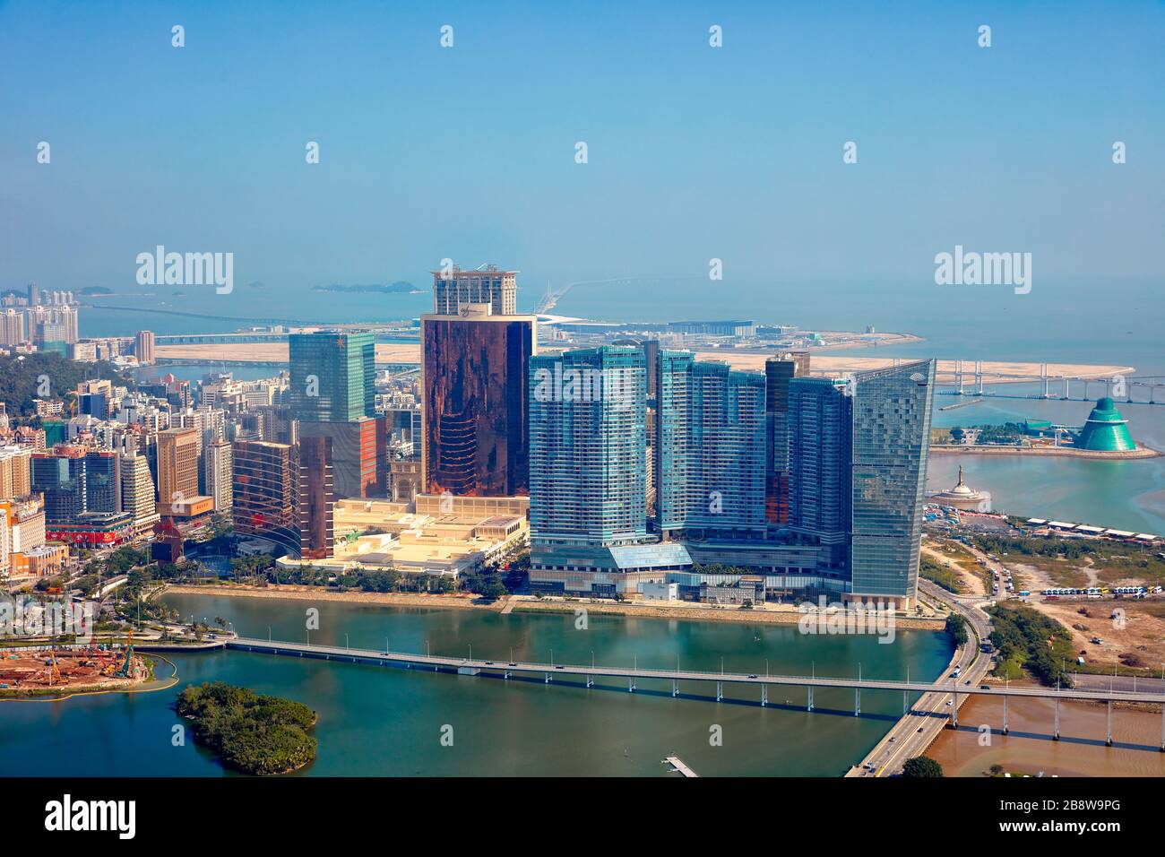Vue aérienne sur la péninsule de Macao. Macao, Chine. Banque D'Images