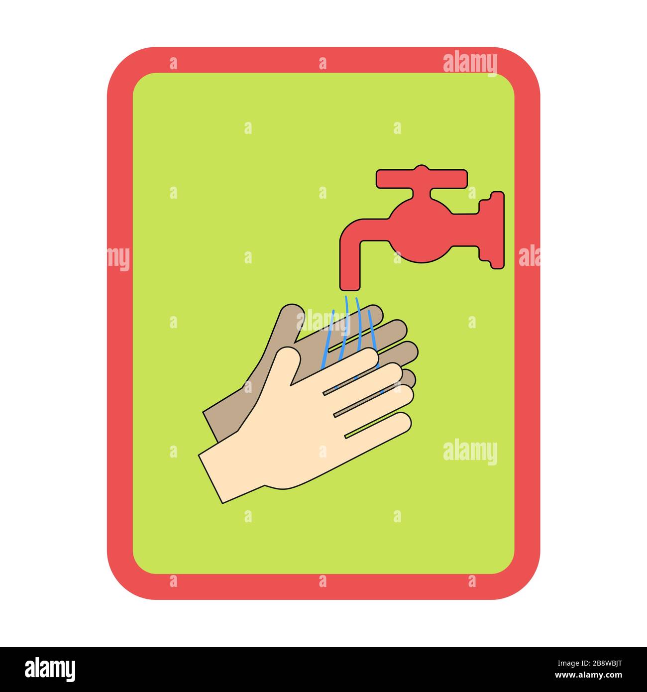 Mains sous l'eau qui tombe du robinet. L'homme lave les mains, l'hygiène. Illustration vectorielle en style plat Illustration de Vecteur