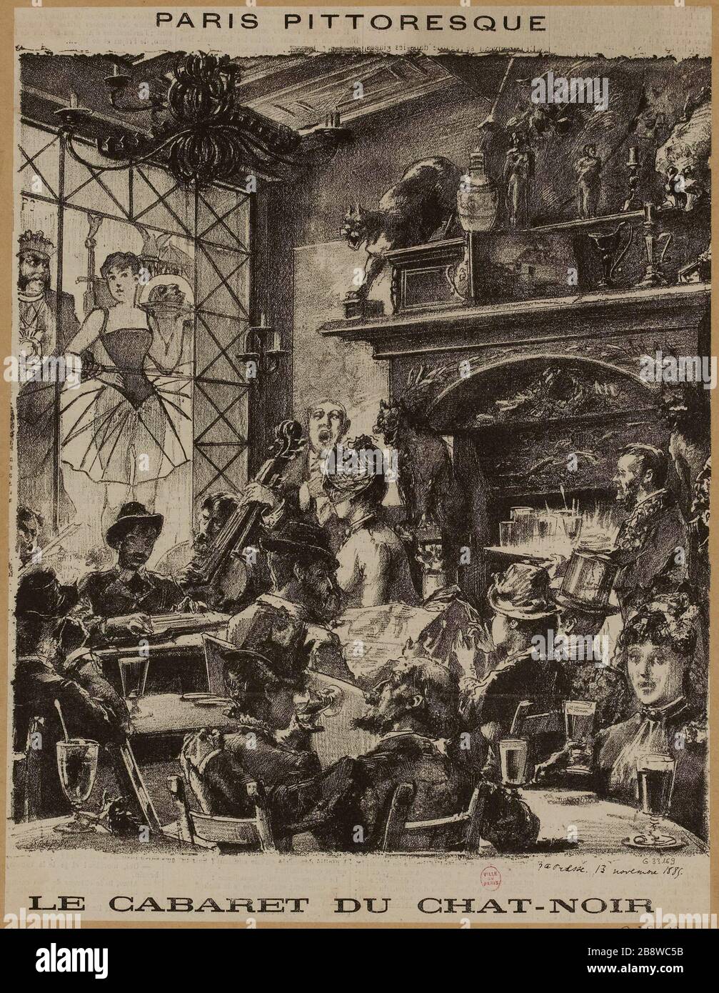Le cabaret de chat noir Banque D'Images