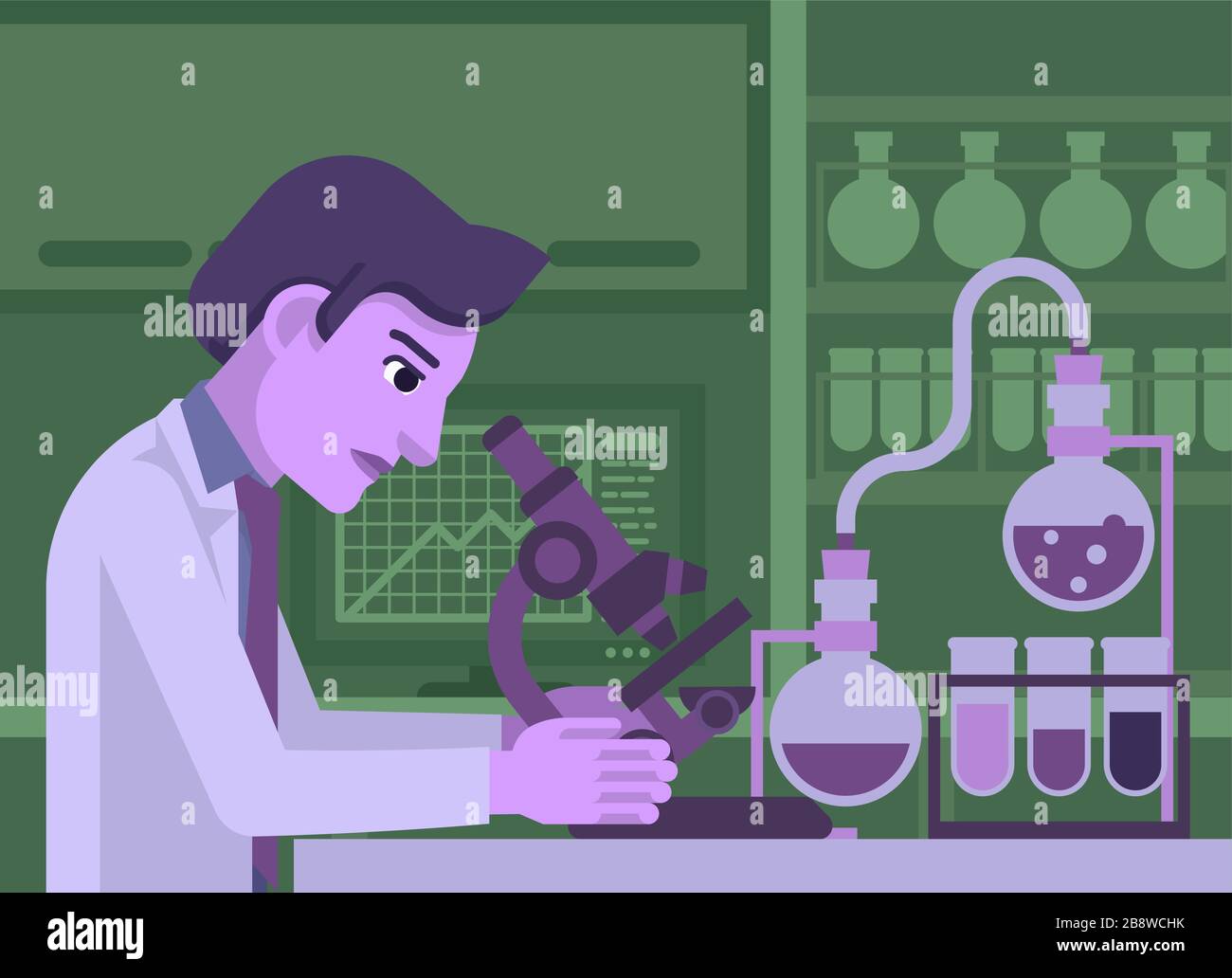 Scientist Working in Laboratory Illustration de Vecteur