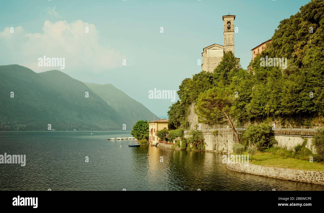 Paysage du lac de Lugano en Suisse Banque D'Images
