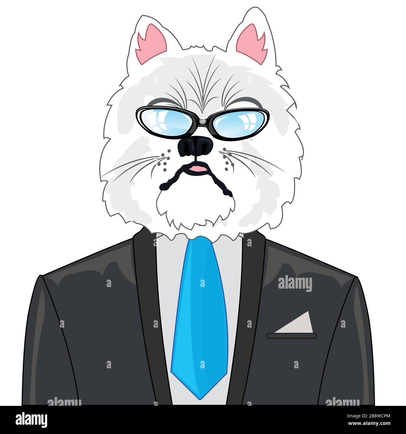 Le dessin animé du chat en costume sur fond blanc est isolé Image  Vectorielle Stock - Alamy