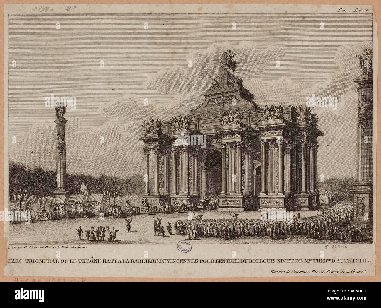 L'arche triomphale ou trône de bati à la porte de Vincennes pour l'entrée de Louis XIV et de Mie. Therse. Autriche. Banque D'Images