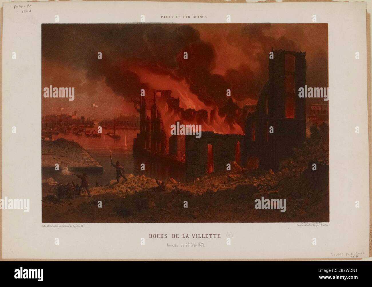 Paris et ses ruines. / Docks de la Villette / feu du 27 mai 1871. Banque D'Images