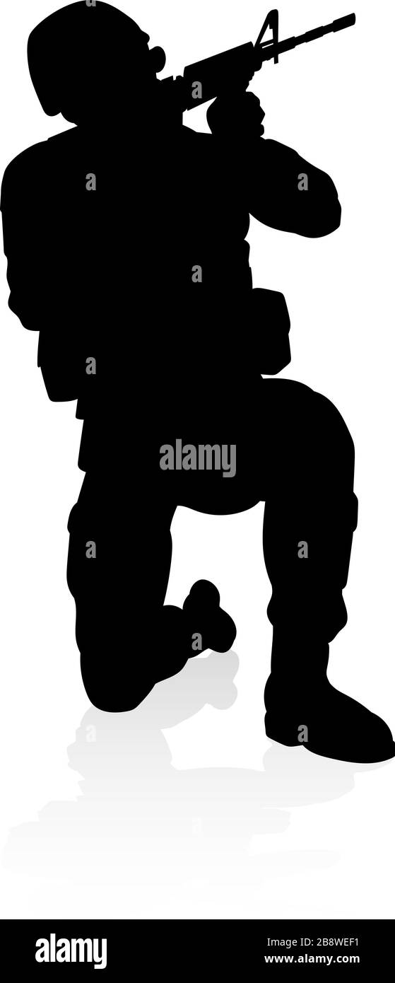 Silhouette haute qualité de soldat Illustration de Vecteur