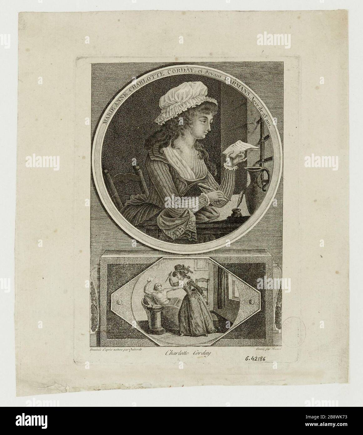 Marie Anne Charlotte Corday heretofore Darmans, 25 ans Banque D'Images