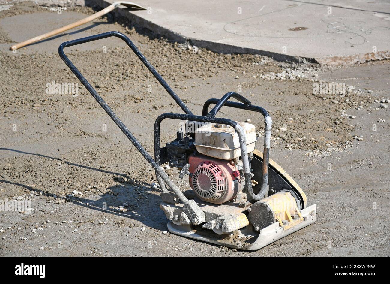 Compacteur de sol à la construction de routes Banque D'Images