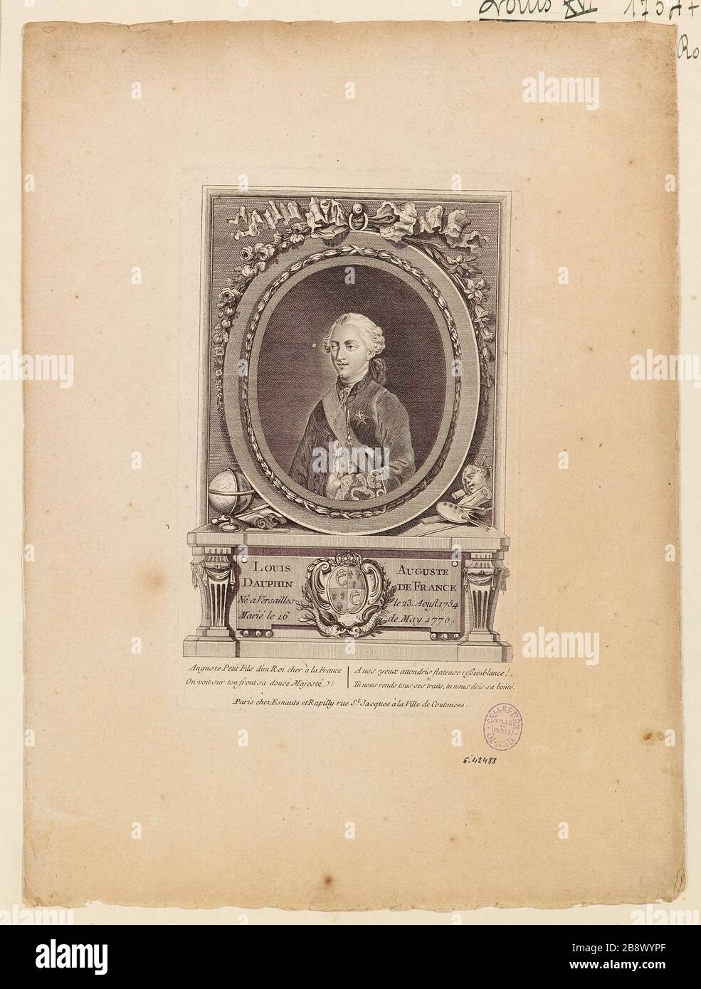 Louis Auguste / Dauphin de France / Versailles né le 23 août 1754 / marié le 16 mai 1770 Banque D'Images