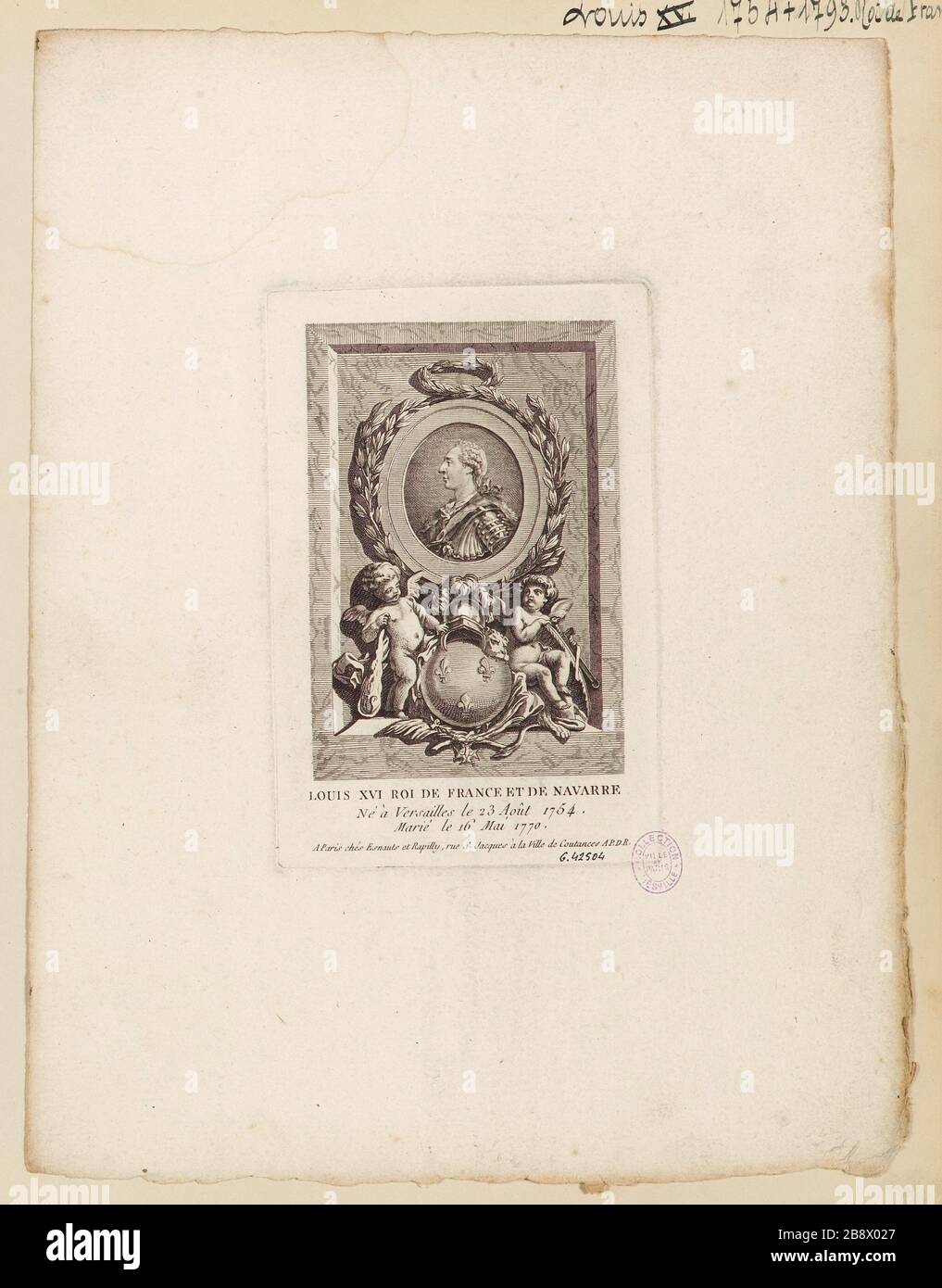 Roi Louis XVI de France et Navarre / né à Versailles le 23 août 1754 / marié le 16 mai 1770 Banque D'Images