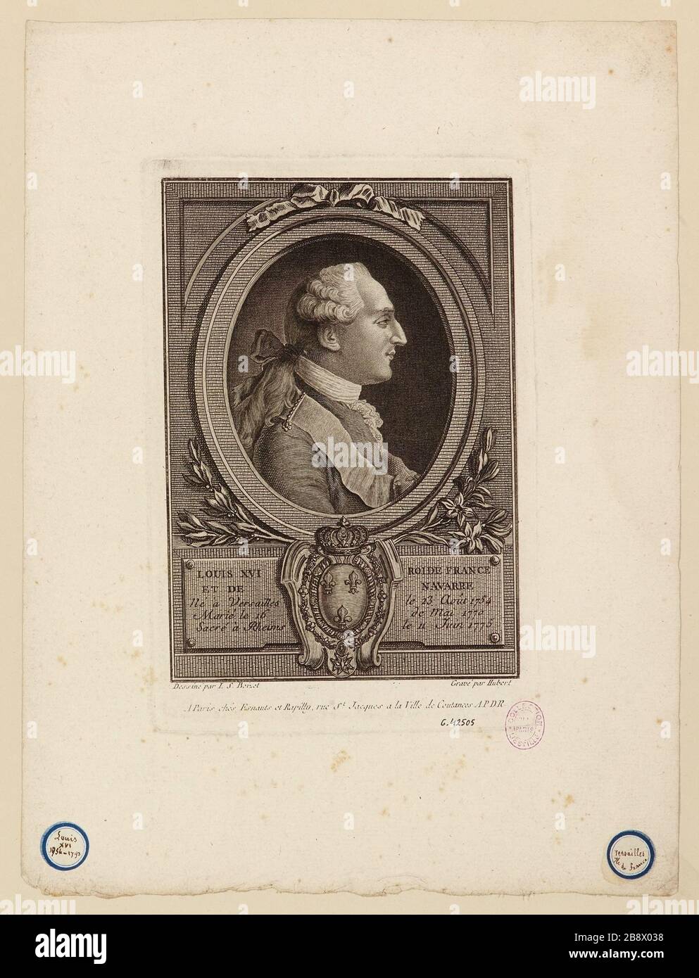 Roi Louis XVI de France et / Navarre / né à Versailles le 23 août 1754 / marié le 16 mai 1770 / les Reims sacrés jusqu'au 11 juin 1775 Banque D'Images