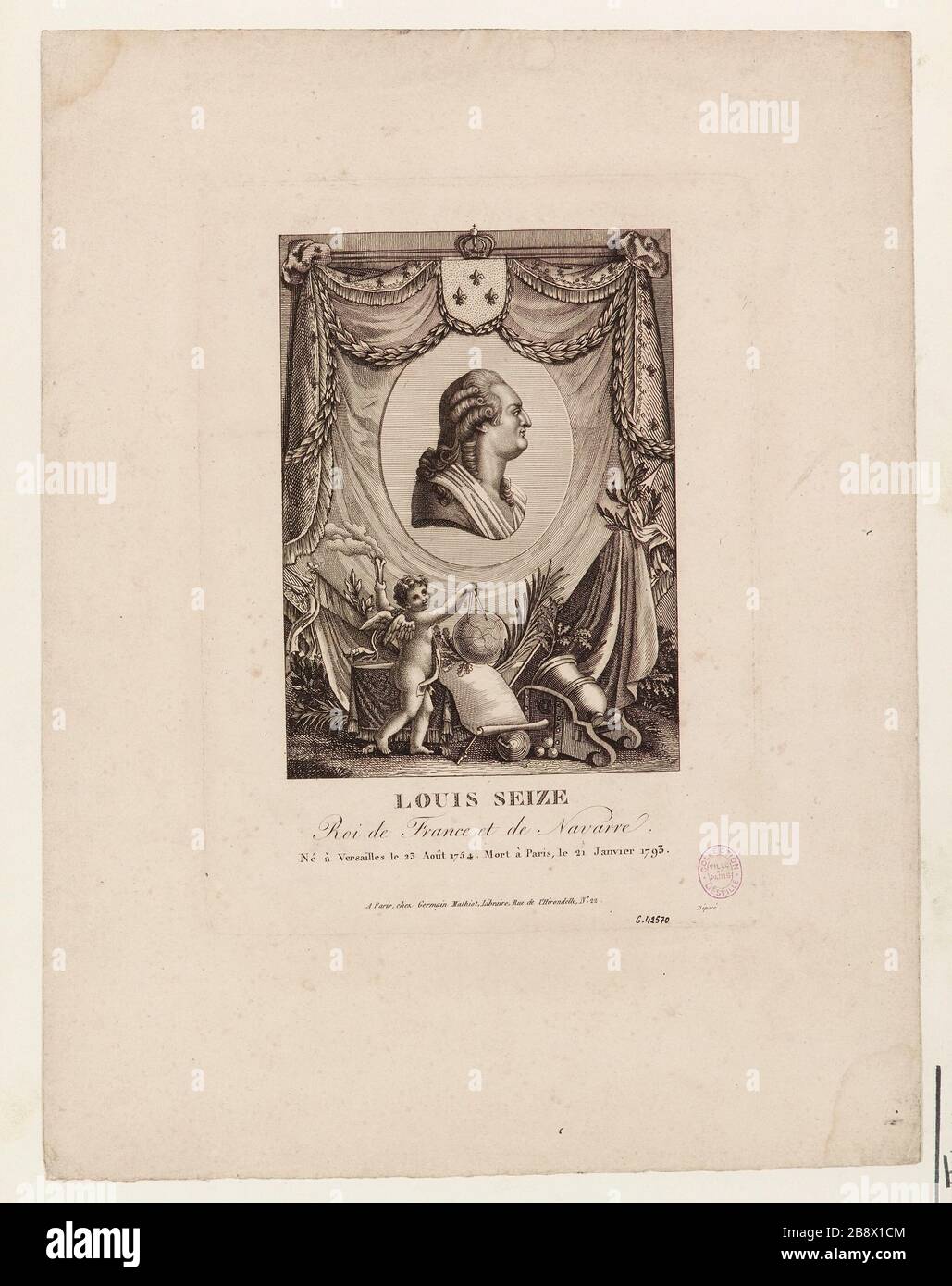 Louis Seize / Roi de France et Navarre / né à Versailles le 23 août 1754 / mort à Paris le 21 janvier 1793 Banque D'Images