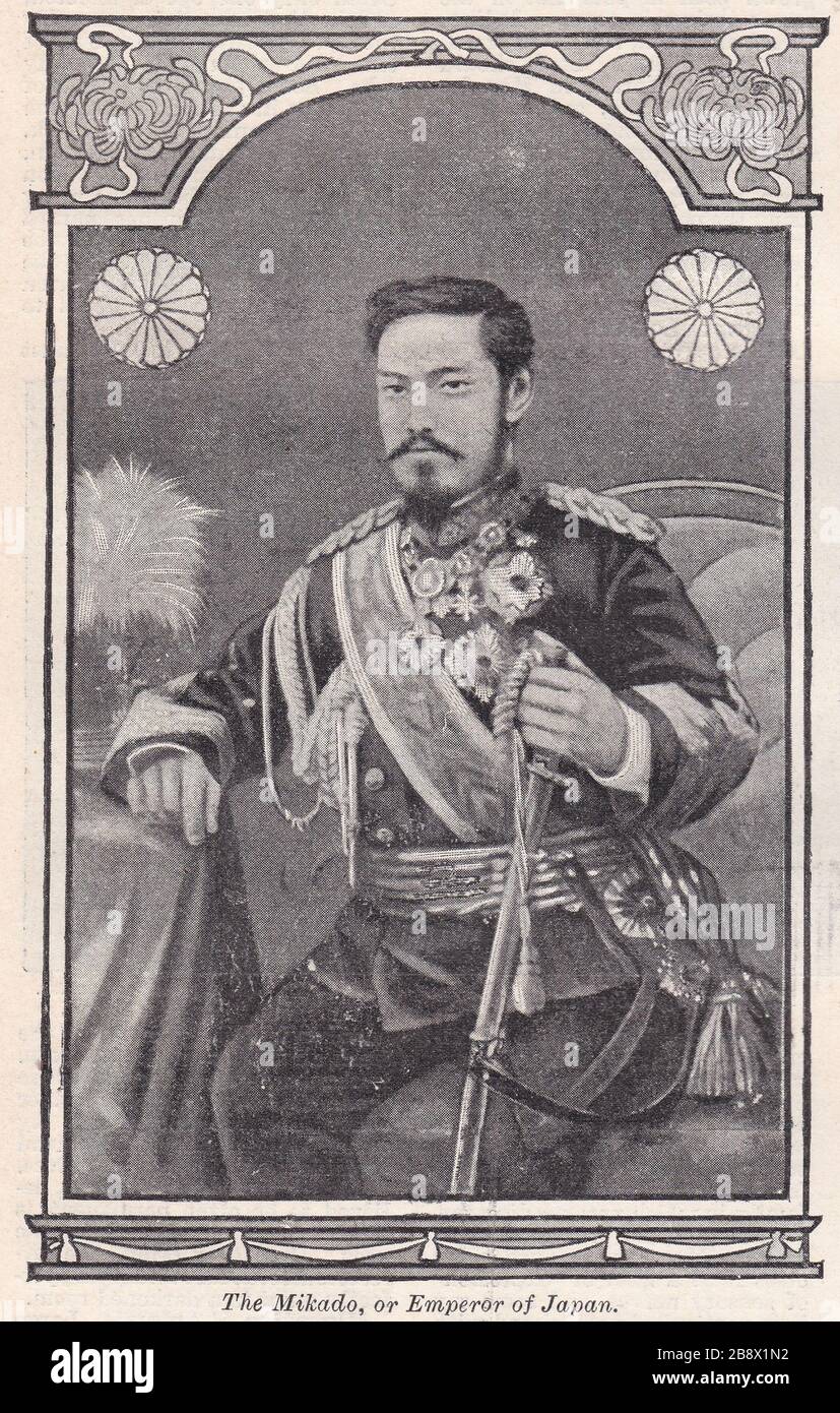Portrait du Mikado, ou Empereur du Japon - Empereur Meiji, ou Meiji le Grand. Banque D'Images