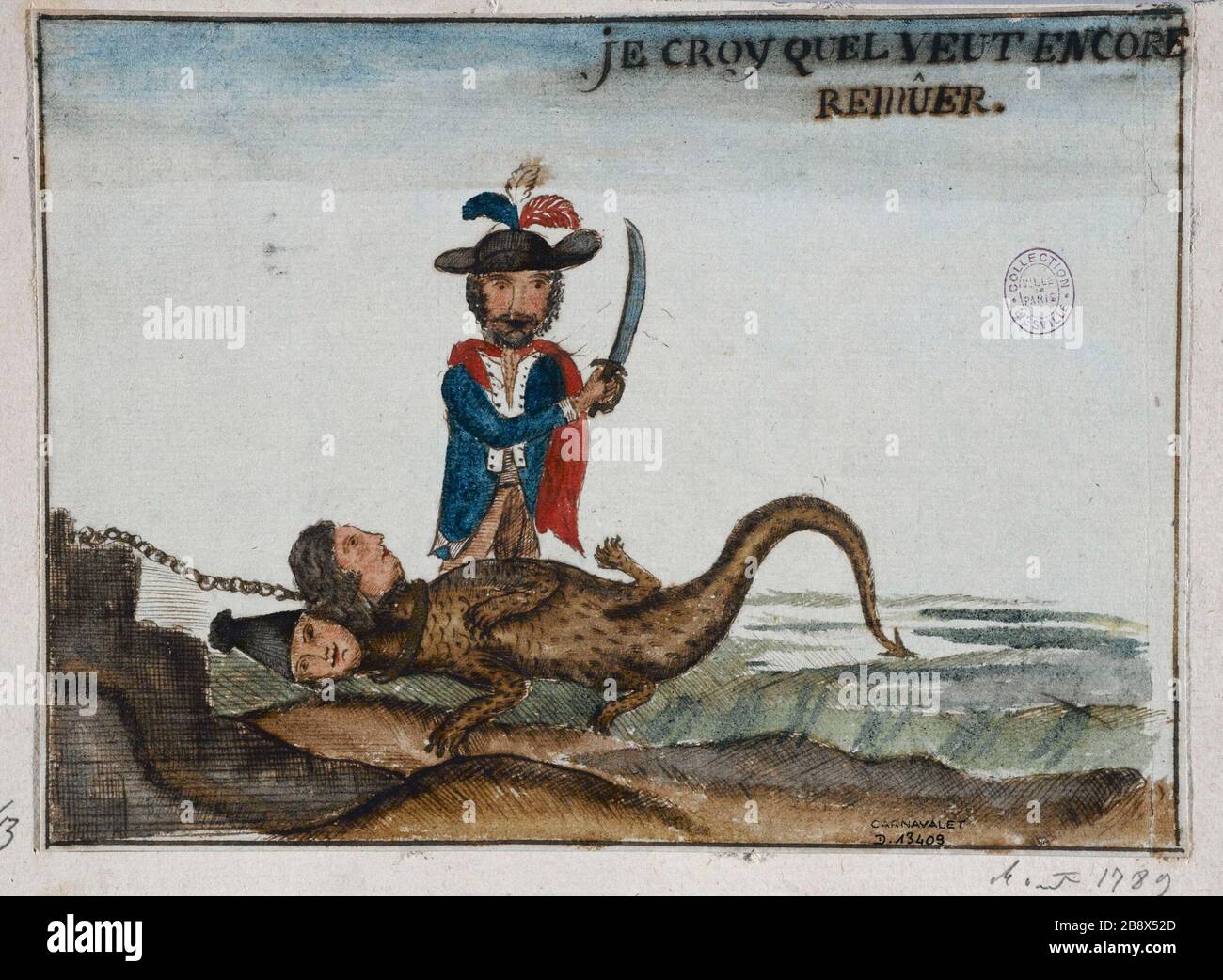 Je CROIS QU'ELLE VEUT PLUS DE LANCER 'Je crois qu'elle voit encore plus de remuer'. Dessert. Paris, musée Carnavalet. Banque D'Images