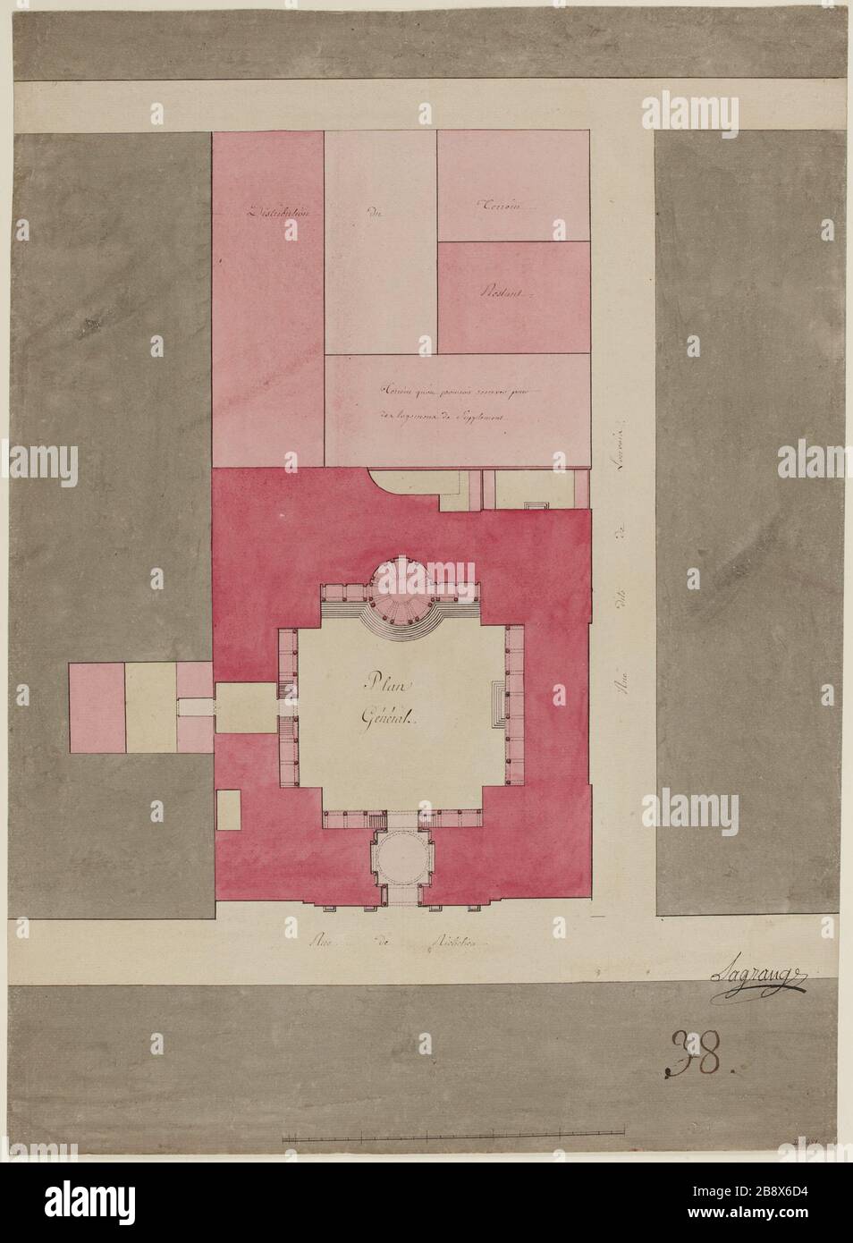 Projet d'une remise en espèces, rue de Richelieu: Plan du premier étage. Banque D'Images Projet d'une remise en espèces, rue de Richelieu: Plan du premier étage. Banque D'Images