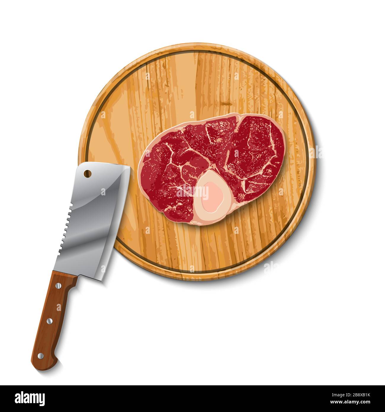 couteau à viande de boeuf cru et de boucher Illustration de Vecteur