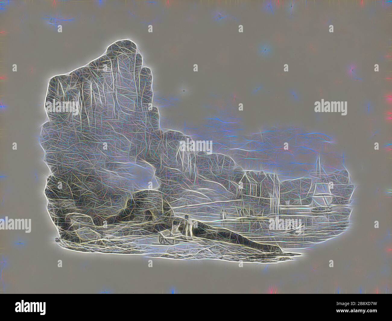 S. E. Vincent’s Rock près de Bristol, 1821, Charles Joseph Hullmandel (Anglais, 1789-1850), après Francis Nicholson (Anglais, 1753-1844), Angleterre, Lithographe sur papier, réinventé par Gibon, design de glanissement chaleureux et gai de la luminosité et des rayons de lumière radiance. L'art classique réinventé avec une touche moderne. La photographie inspirée du futurisme, qui embrasse l'énergie dynamique de la technologie moderne, du mouvement, de la vitesse et révolutionne la culture. Banque D'Images