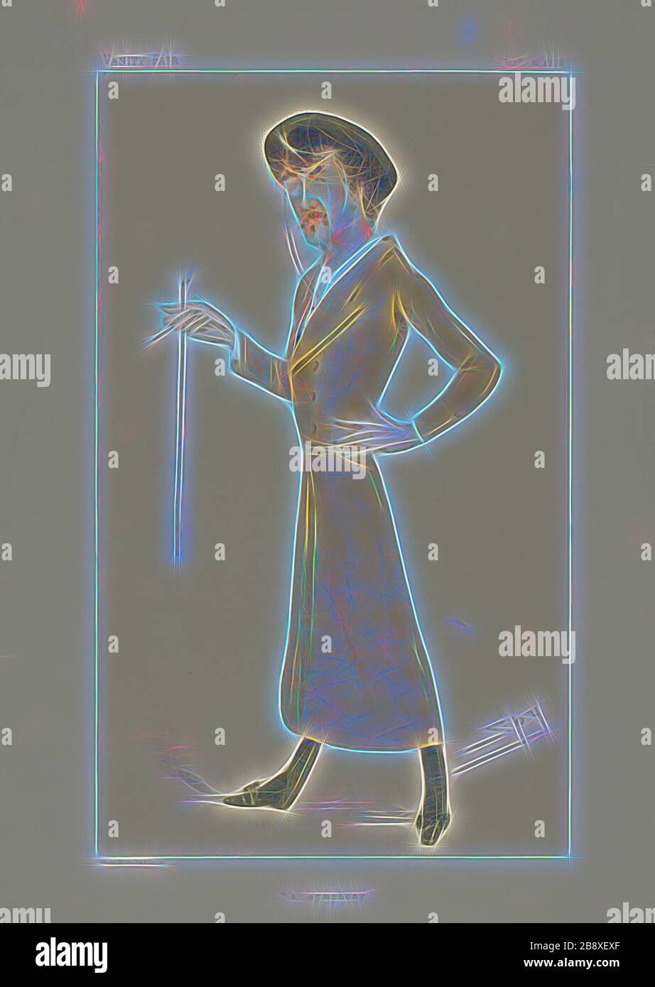 Une Symphonie, 1878, Leslie Ward, appelée Spy, Anglais, 1851-1922, Angleterre, lithographie colorée sur papier, 307 × 185 mm, réinventée par Gibon, conception d'un brillant chaleureux et gai de la luminosité et des rayons de lumière. L'art classique réinventé avec une touche moderne. La photographie inspirée du futurisme, qui embrasse l'énergie dynamique de la technologie moderne, du mouvement, de la vitesse et révolutionne la culture. Banque D'Images