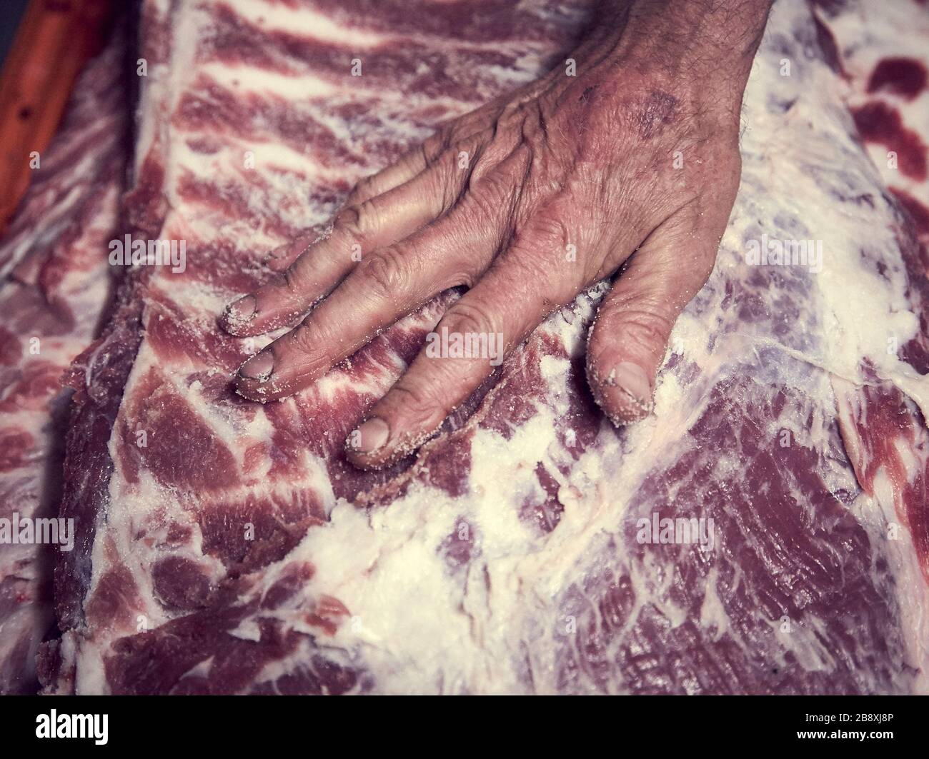 Bacon sec et fumé Banque D'Images