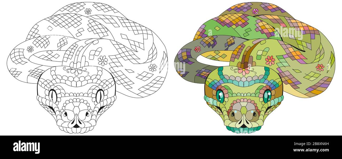 Serpent Zentangle. Illustration vectorielle décorative dessinée à la main. Illustration de Vecteur