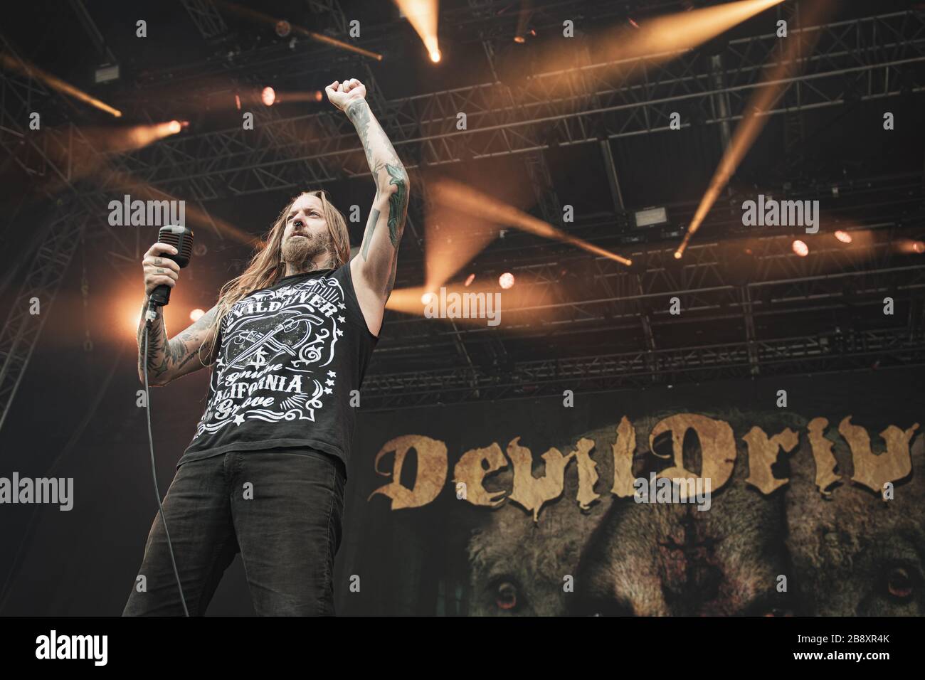 Copenhague, Danemark. 22 juin 2017. Le groupe américain de métal lourd DevilDriver fait un live lors du festival danois de musique lourde Coehell 2017 à Copenhague. Ici, le chanteur Dez Fafara est vu en direct sur scène. (Crédit photo: Gonzales photo - Nikolaj Bransholm). Banque D'Images