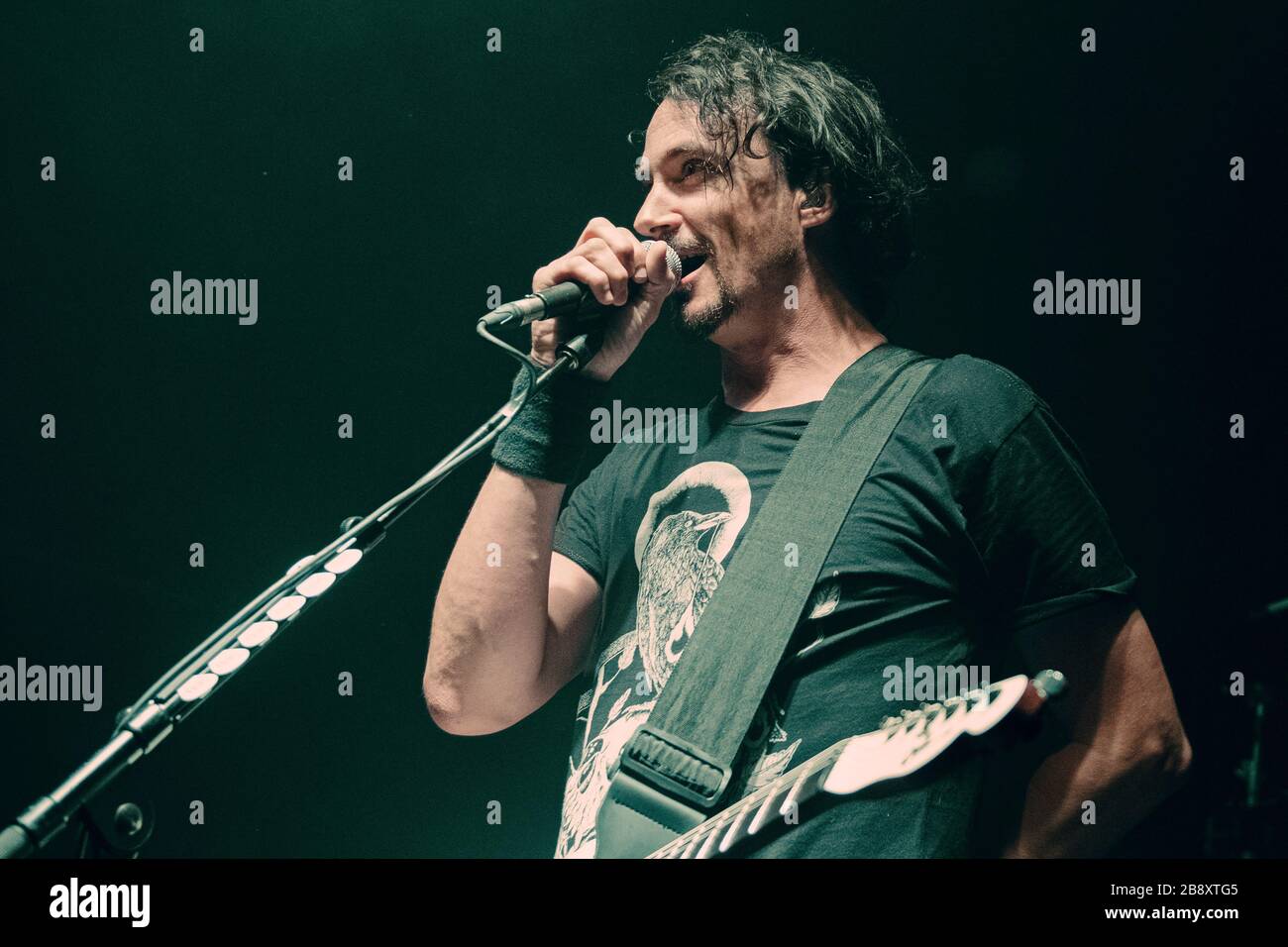 Aarhus, Danemark. 13 juillet 2017. Le groupe français de métaux lourds Gojira exécute un concert en direct au train d'Aarhus. Ici, le chanteur et guitariste Joe Duplantier est vu en direct sur scène. (Crédit photo: Gonzales photo . Nikolaj Bransholm). Banque D'Images