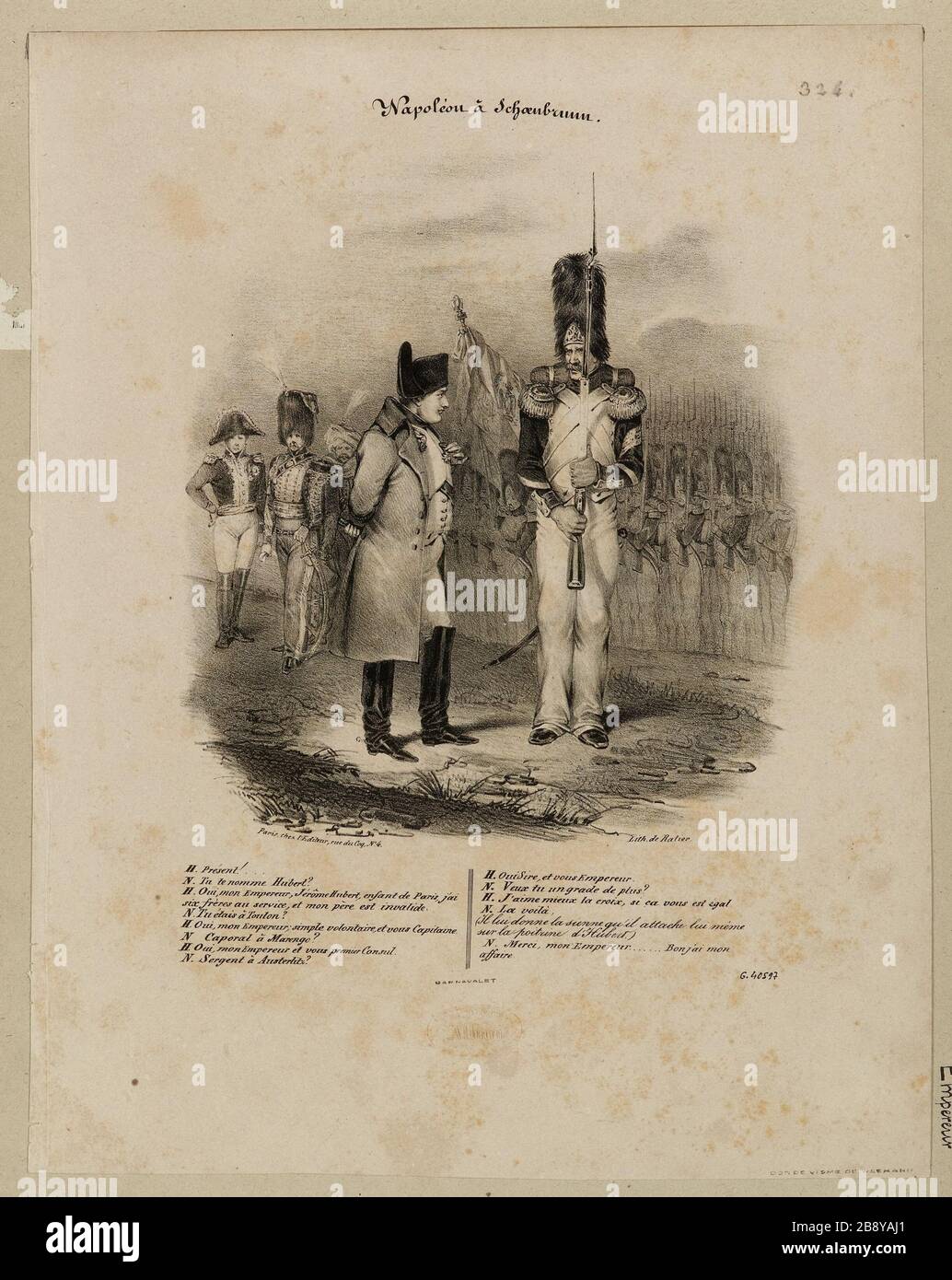Napoléon à Schoenbrunn [dialogue, dans un magazine, entre Napoléon et la Garde Grenadier] Banque D'Images