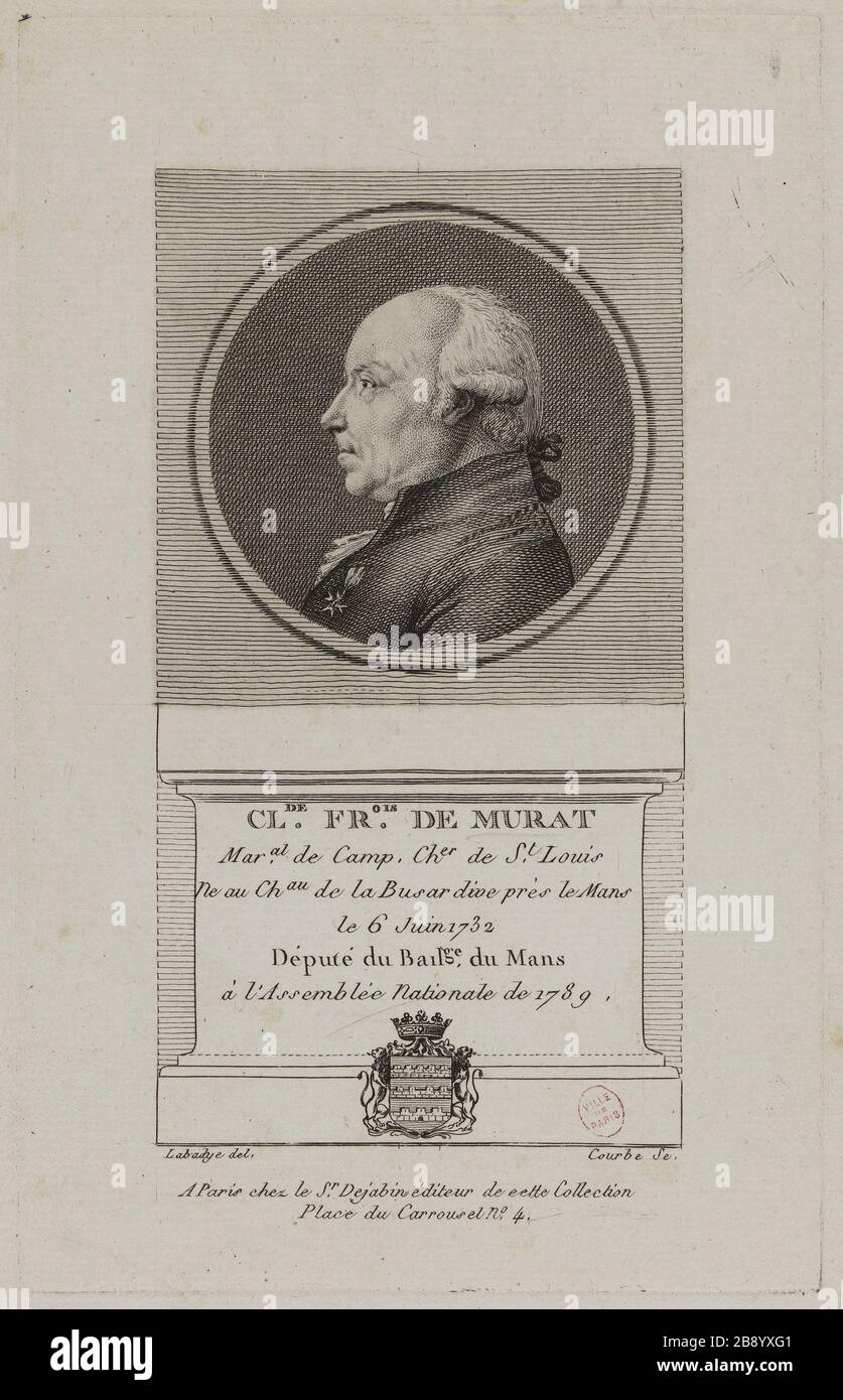 Claude François Murat, maréchal. Wilbrode-Magloire-Nicolas Courbe (né en 1754). 'Claude François de Murat, Maréchal de camp'. Physionotrace. Paris, musée Carnavalet. Banque D'Images