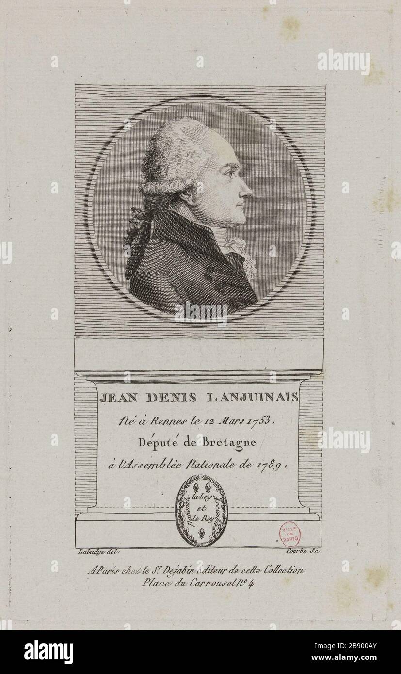 Jean Denis Lanjuinais, député britannique. Wilbrode-Magloire-Nicolas Courbe. 'Jean Denis Lanjuinais, déné de Bretagne'. Physionotraces. Paris, musée Carnavalet. Banque D'Images