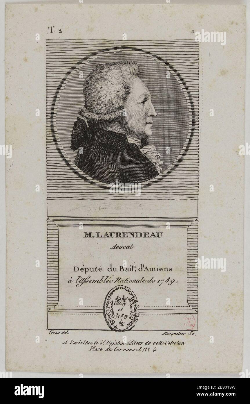 M. Laurendeau, avocat, adjoint d'Amiens Bailiwick. Nicolas François Joseph Masquelier (1760-1809). « M. Laurendeau, avocat, saisi du Baillage d'Amiens'. Physionotraces. Paris, musée Carnavalet. Banque D'Images